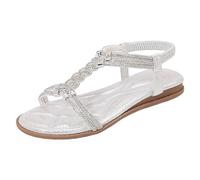 MaNMaNing Women Clip Toe Sandals Crystal Jelly Beach Flip Sandals Women Sommer Sandalen Damen Sandalen Damen Sommer Elegant Weiss Geschlossen Sommerschuhe