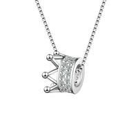 Manqyi Damen Krönchen Halskette, Krone Prinzessin Kette, Halskette Damen Silber, Schmuck Zirkonia 45CM Kettenlänge Geschenk Weihnachten, Geburtstag, Jubiläum für Frauen,Freundin,Mama mit Geschenkbox