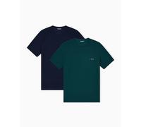 Man's Bold Monogram 2-Pack Crew Neck T-Shirt Blue XXL Fitted Fit, blau, XXL