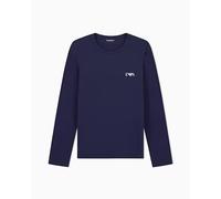 Man's Bold Monogram Long Sleeve Crew Neck T-Shirt Blue L, blau, L