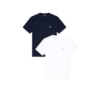Emporio Armani Herren T-Shirt ENDURANCE 2er Pack Rundhals Regular Fit Stretch Cotton Blau/Weiß 2XL
