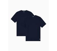 Man's Essential LOGOLABEL 2-Pack Crew Neck T-Shirt Blue L Regular Fit, blau, L