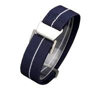 Man's French Troops Militär Fallschirm-Uhrenarmband, spezieller elastischer Stoff, Nylon, Leinen, NATO-Gurt, Hakenschnalle, 20/22 mm 22mm 14 Dark Blue+White