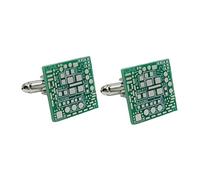 Manschettenknöpfe aus Kupfer für Herren, einzigartiges Tech-Design für Hochzeiten und formelle Anlässe, Grün, 2 Paar