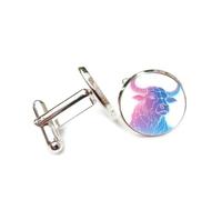 Manschettenknöpfe, Cattle Head Totem Elegant Spectral Diffraction, Taurus Twelve Zodiac Signs, Personalized Luck Cuff Buckle, Shirt Accessory Gift For Accountant Boss Business Wedding Prom