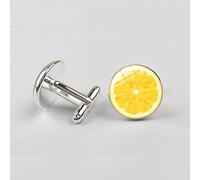 Manschettenknöpfe für Herren, Gelbe Zitrone Obst Slice Glaskuppel Kupfer Versilbert Manschette Schnalle, Modisches Shirt Zubehör Geschenk Für Buchhalter Boss Business Hochzeit Prom Offizieller An