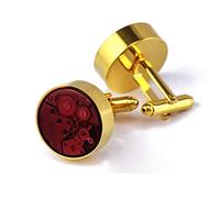 Manschettenknöpfe für Herren, Golden Punk Mechanische Bewegung Watch Core Red Epoxy Manschette Butons, Sparkly Geschenk Modisches Shirt Zubehör Für Buchhalter Boss Business Hochzeit Prom Offiziel