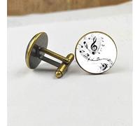 Manschettenknöpfe für Herren, Klassische Musikalische Note Handgemachtes Glas Kuppel Bronze Vergoldet, Manschettenknöpfe, Modisches Shirt Zubehör Geschenk Für Buchhalter Boss Business Hochzeit P
