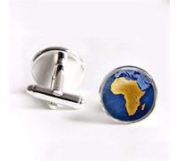 Manschettenknöpfe für Herren, Mode Blue Ocean Gold Afrika Kontinente Karte Versilberte Manschettenknöpfe, Modisches Shirt Zubehör Geschenk Für Buchhalter Boss Business Hochzeit Prom Offizieller
