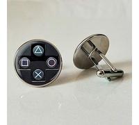 Manschettenknöpfe für Herren, Mode Video Game Play Station Runden Glas Neuheit Schwarz Manschette Schnalle, Modisches Shirt Zubehör Geschenk Für Buchhalter Boss Business Hochzeit Prom Offizieller