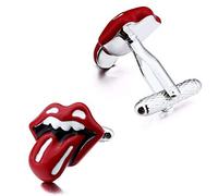 Manschettenknöpfe für Herren, Personalisierte Lächelndes Gesicht Rote Lippen Zunge Big Mouth Emaille Französische Manschette Schnalle, Shirt Zubehör Geschenk Für Buchhalter Boss Business Hochze