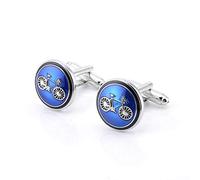 Manschettenknöpfe für Herren, Runde Fahrrad Form Blau Kupfer Neuheit Lack Manschette Schnalle, Sparkly Geschenk Modisches Shirt Zubehör Für Buchhalter Boss Business Hochzeit Prom Offizieller Anlaß
