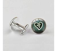 Manschettenknöpfe für Herren, Vintage Dunkel Grünen Herzen Christian Versilbert Glas Cabochon Manschettenknopf, Sparkly Geschenk Shirt Zubehör Für Buchhalter Boss Business Hochzeit Prom Offiziel