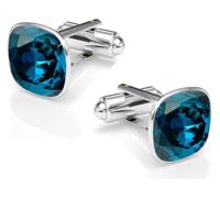 Manschettenknöpfe Herren Edelstahl 316L - Quadratisch mit Kristall - Elegant & Zeitlos - Hochzeit, Business, Geschenk für Männer - Anzug Hemd Accessoire (Blue Zircon)
