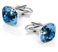 Manschettenknöpfe Herren Edelstahl 316L - Quadratisch mit Kristall - Elegant & Zeitlos - Hochzeit, Business, Geschenk für Männer - Anzug Hemd Accessoire (Aquamarine)