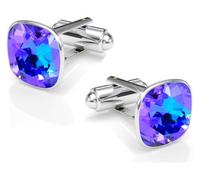 Manschettenknöpfe Herren Edelstahl 316L - Quadratisch mit Kristall - Elegant & Zeitlos - Hochzeit, Business, Geschenk für Männer - Anzug Hemd Accessoire (Heliotrope)