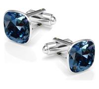 Manschettenknöpfe Herren Edelstahl 316L - Quadratisch mit Kristall - Elegant & Zeitlos - Hochzeit, Business, Geschenk für Männer - Anzug Hemd Accessoire (Denim Blue)