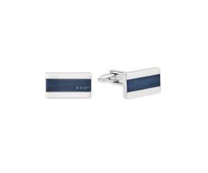 Manschettenknöpfe JOOP "2027719", blau (edelstahlfarben, blau), Manschettenknöpfe, Herren, L: 20mm, Edelstahl, mit Zirkonia (synth.), B:11mm (83414162-0) edelstahlfarben, blau