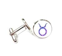 Manschettenknöpfe, Taurus Symbol Totem Scan Line Cyber Neon Design, Taurus Twelve Zodiac Signs, Personalized Luck Cuff Buckle, Shirt Accessory Gift For Accountant Boss Business Wedding Prom