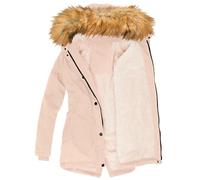 Mantel Damen Winter,Damen Wintermantel Warmer Steppmantel Lang Mit Kapuze Und Abnehmbarem Fleece-Kragen Knutschilein,Winterjacke Damen Warm Gefüttert,Winter Mantel Frauen,B Pink,M