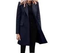Mantel Damen Winter Elegant Schwarz Lang - Damen Jacken Übergangsjacken Woll-Winterjacke 2024 Wolljacke Langarm Revers Trenchcoat Woll-Blazer Longblazer Klassisch Wollmantel Große Größen Wintermantel