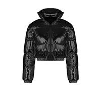 Mantel Damen Winter Kurz geschnittene Damenjacke für Damen, glänzend, mit Reißverschluss, kurze Blase, Puffy-Mäntel für den Winter Winterjacke Damen Kurz Schwarz (Black, L)