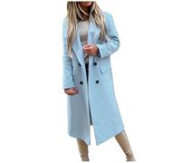 Mantel Damen Winterparka Knopfleiste Zweireihig Wintermantel Elegant Klassischer Trenchcoat Wollmantel mit Revers-Kragen Warme Langer Übergangsmantel