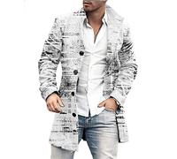 Mantel Herren Druck Einreihig Mittlere Länge Coat Herren Slim Fit Temperament Mode Tweed Mantel Herren Urban Gentleman Langarm Anzüge Herren DY-10 S