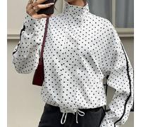 Mantel mit Polka-Dot-Muster, überschnittenem Schulterdesign und Kordelzugsaum