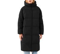 Mantel Tailliert Damen Schwarz Autumn and Winter New Mid to Long Styles Thickened and Upgraded In Plus Size Fashionable and Casual Hooded Solid Color Cotton Jacket for Women Damen (Black, S)