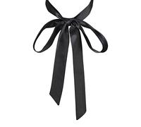 Mantieqingway Fliege für Frauen, Satinband Mädchen Selbstbinden Fliege für Uniform, Schule, Hochzeit, Cosplay, T-Shirt-Zubehör, Schwarz, Medium