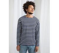 Mantis Damen / Herren Unisex Langarm Shirt Striped Navy/Weiße Streifen L