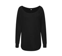 Mantis Damen Loose Fit T-Shirt Langarm weiter Halsausschnitt Schwarz L