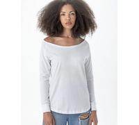 Mantis Damen Loose Fit T-Shirt Langarm weiter Halsausschnitt Weiß S
