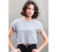 Mantis Damen T-Shirt Cropped Bauchfrei kurz Heather Grey Melange M