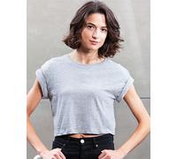 Mantis Damen T-Shirt Cropped Bauchfrei kurz Heather Grey Melange S