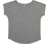 Mantis Damen V-Ausschnitt T-Shirt 'Loose Fit' M147 heather grey melange L