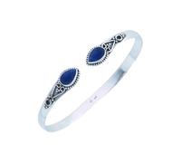 mantraroma Armband 925 Silber Lapis Lazuli Blauer Stein Edelstein Armreif Silber Damen Sterling Silber Geschenk (MAR-006-06)