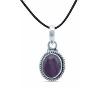 mantraroma Kettenanhänger 925 Silber Amethyst lila Stein Edelstein Damen Sterling Silber Halskette Anhänger Geschenk (MAH-156-01)