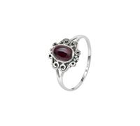 mantraroma Silberring Damen 925 mit Granat - Cabochon Edelstein Ring im Vintage Stil, eleganter Damenschmuck Geschenk