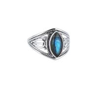 mantraroma Silberring Damen Labradorit 925 - Cabochon Edelstein Ring Vintage