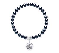 Manufacture Royale Des Perles Armband mit echten Süßwasser-Zuchtperlen, halbgerundet 6-7 mm, 925er Silber, 18 cm - Petrol