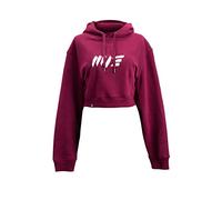 Manufaktur13 M13 Oversize Crop Hoodie - Kapuzenpullover, Cropped Sweatshirt/Langarmshirt, Crop-Top Pullover für Damen/Frauen/Mädchen, bauchfrei, Kordeln aus Metall, Bolero (Vino, S)