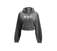 Manufaktur13 M13 Oversize Crop Hoodie - Kapuzenpullover, Cropped Sweatshirt/Langarmshirt, Crop-Top Pullover für Damen/Frauen/Mädchen, bauchfrei, Kordeln aus Metall, Bolero (Asphalt, XS)