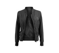 Manufaktur13 Women Bomber - Leichte Damen/Frauen Bomberjacke, Übergangsjacke mit Waffle Stretch Seiteneinsätzen, Fliegerjacke, Bikerjacke, Frühling/Herbst, Pilotenjacke (Black Out, XS)
