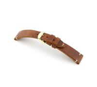 MANUFAKTURWERK Uhrenarmband ST. Pauli | Leder | für Damen und Herren | goldene Schließe, Größe:M (Standard). 20/16 mm, Farbe:Cognac