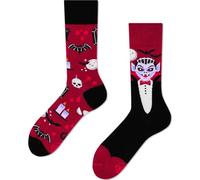 Many Mornings Socken Bloody Dracula – Vampir, Fledermaus, Halloween Rot Größe 43-46