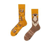 Many Mornings Bunte Lustige Fun Socken Größe 39-42 THE MEERKAT Erdmännchen-Motiv Damen Herrensocken Baumwolle Ungleiche Alltagssocken