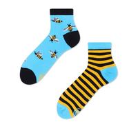 Many Mornings Bunte Lustige Socken Bee Bee Quarter Größe 39-42 Unisex Baumwollsocken Mit Bienen-Motiv Bequemes Ungleiches Design für Damen Herren