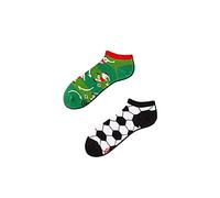 Many Mornings Socken Football Fan Low – Unisex, verschiedenfarbig – Weiß/Schwarz/Grün 43-46